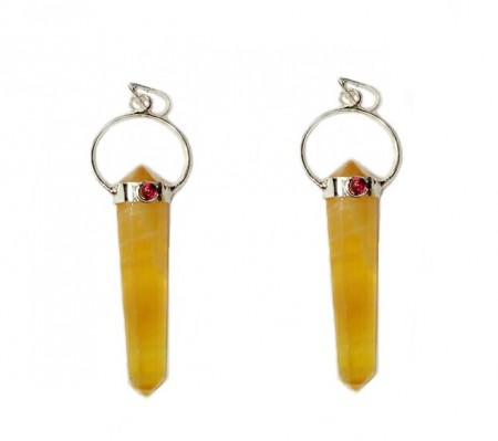 Double Terminated Yellow Crystal Point Pendants