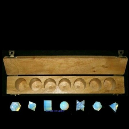 Opalite Sacred Geometry Set With Wooden Box