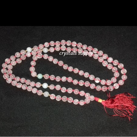 Rose Quartz Mala Beads Knotted Necklaces Yoga Mala - 108 Mala For Yoga  Wholesale Gemstone Mala -  Crystals Supply